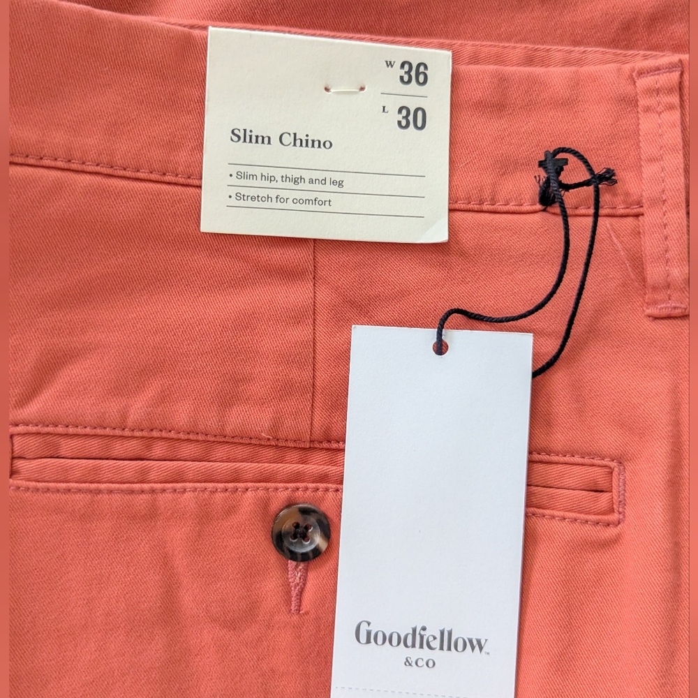 🥳3 for $20🥳 Goodfellow & Co Men's Classic Slim Coral Chinos - Picture 6 of 6